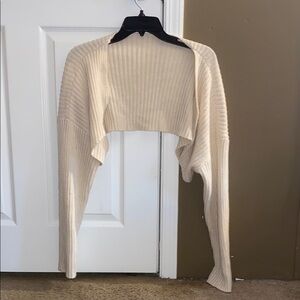 SHEIN Cream Ribbed Shrug Sweater